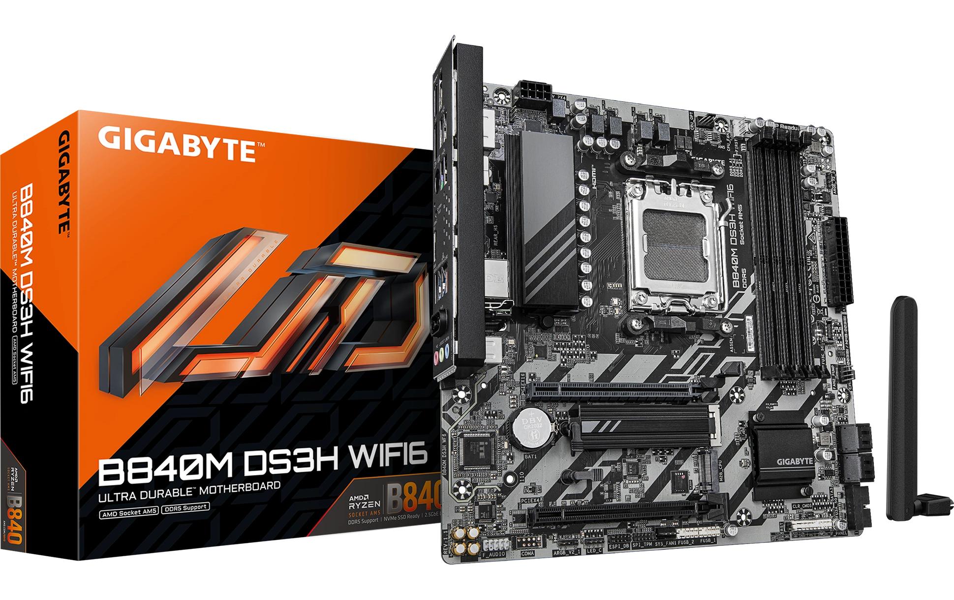 Gigabyte B840M DS3H WIFI6, uATX AM5, AMD B840, 4x DDR5, PCIe 4.0, WIFI6 kaufen Schweiz | Mediatech.ch