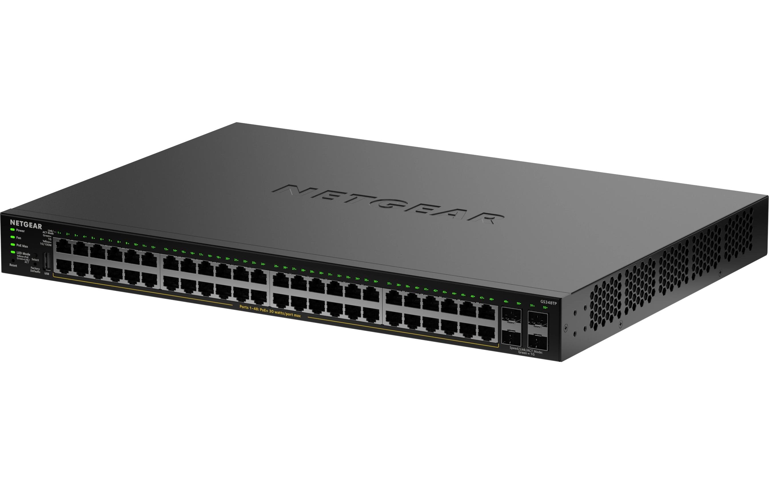2015868 - Mediatech Netgear GS348TP v2: 48 Port PoE+ Switch S350 Series 48-Port Gigabit PoE+ , 4 SFP