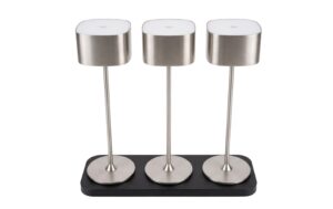 COCON Tischlampe Romantico, 3er set, Nickel mit 3er Ladestation, Farbe: Nickel, 1800mAh
