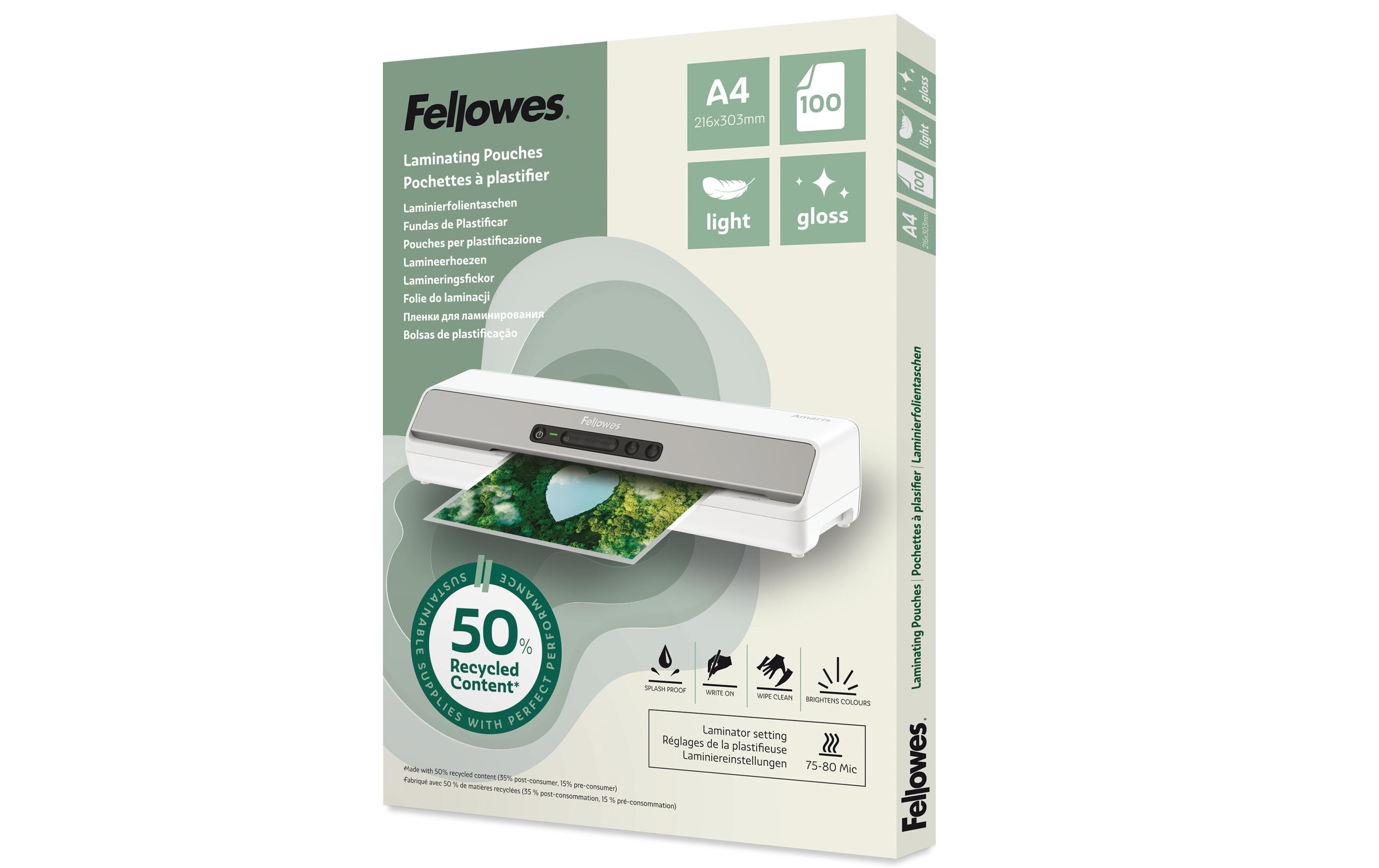 Fellowes Laminierfolien recycled A4 80 Micron, 100 Stk. kaufen Schweiz | Mediatech.ch