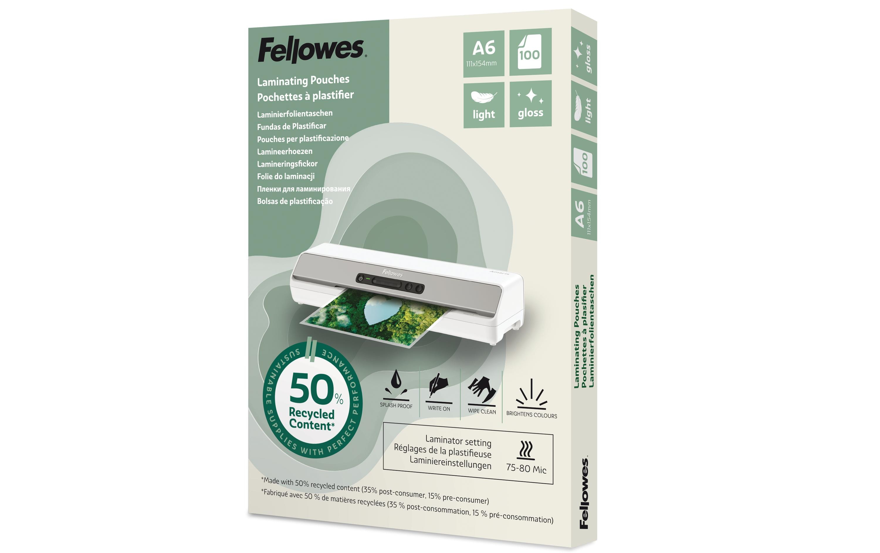 Fellowes Laminierfolien recycled A6 100 Stk., glänzend kaufen Schweiz | Mediatech.ch