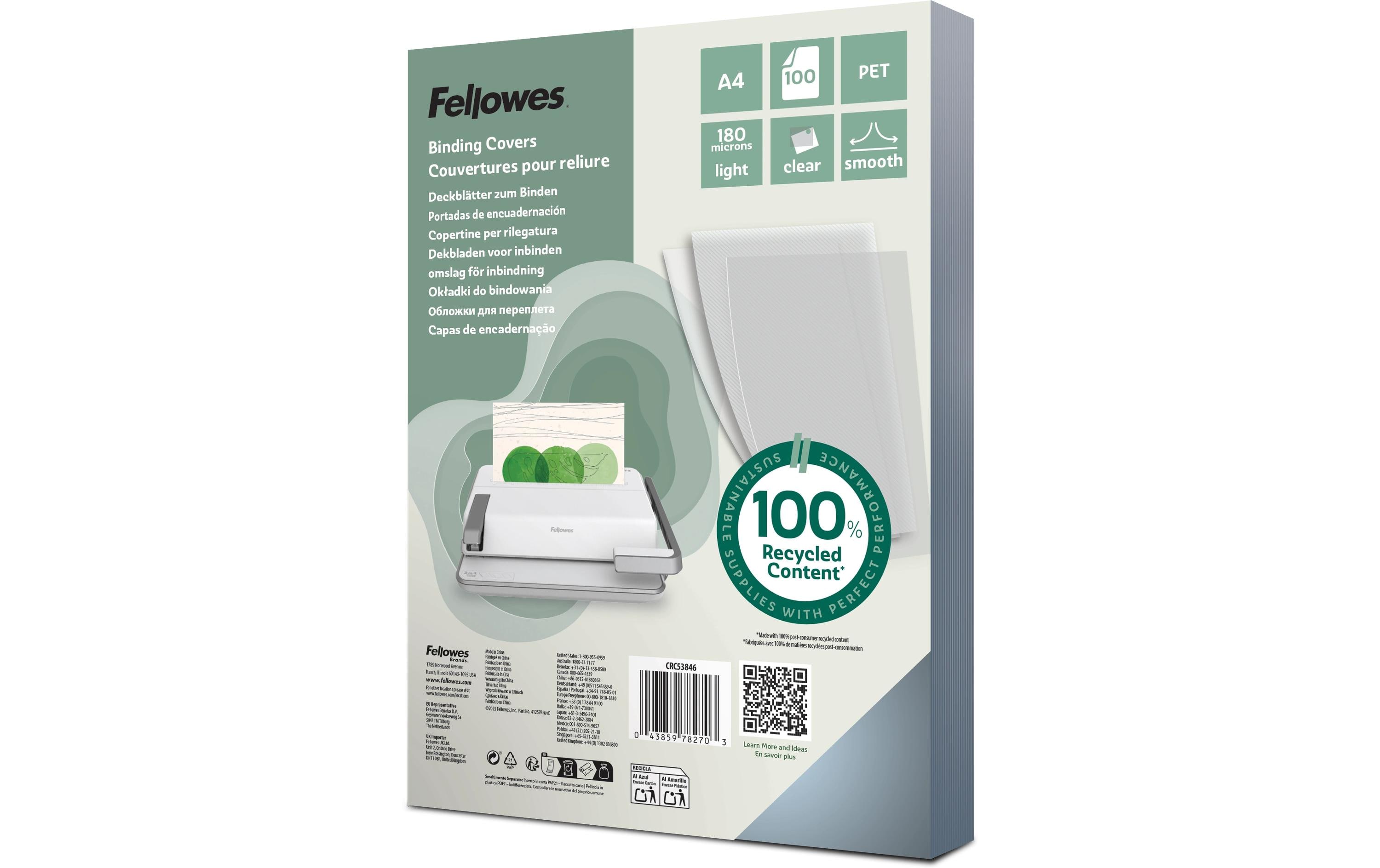 2028236 - Mediatech Fellowes Deckblatt Transparent,180 Micron 100 Stk., A4, recylkeltem PET
