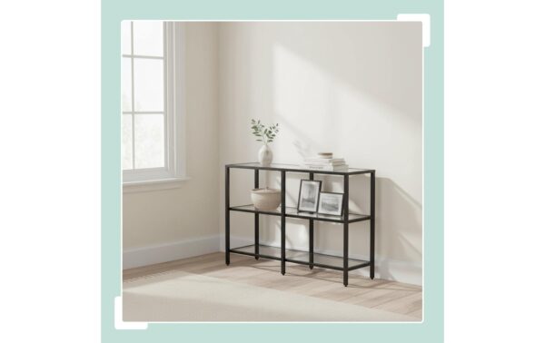 relaxdays Konsolentisch mit 3 Glasablagen Glas/Eisen