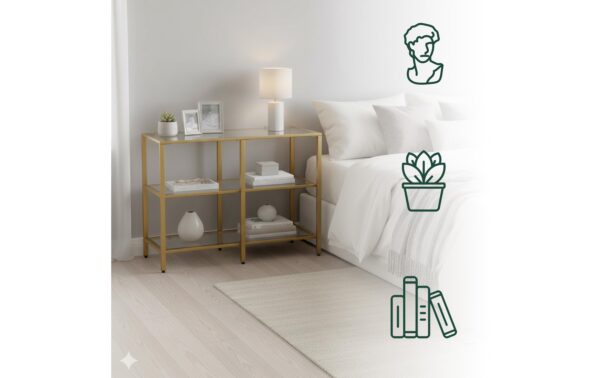relaxdays Konsolentisch mit 3 Glasablagen Glas/Eisen