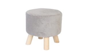 relaxdays Hocker Cord Rund MDF, Kiefernholz, Grau