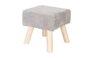 relaxdays Hocker Cord Quadratisch MDF, Kiefernholz, Grau