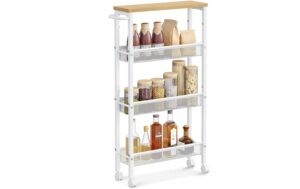 relaxdays Nischenwagen mit 4 Ebenen 13 cm, Weiss