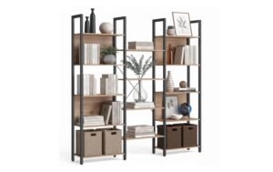 relaxdays Bücherregal Industrial 14 Abl. MDF, China, Hellbraun