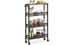 relaxdays Nischenwagen mit 4 Ebenen Schwarz/Braun kaufen Schweiz | Mediatech.ch