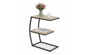 relaxdays Beistelltisch in C-Form Schwarz/Hellbraun kaufen Schweiz | Mediatech.ch