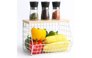relaxdays Lagerregal mit Obstkorb Hellbraun/Weiss kaufen Schweiz | Mediatech.ch