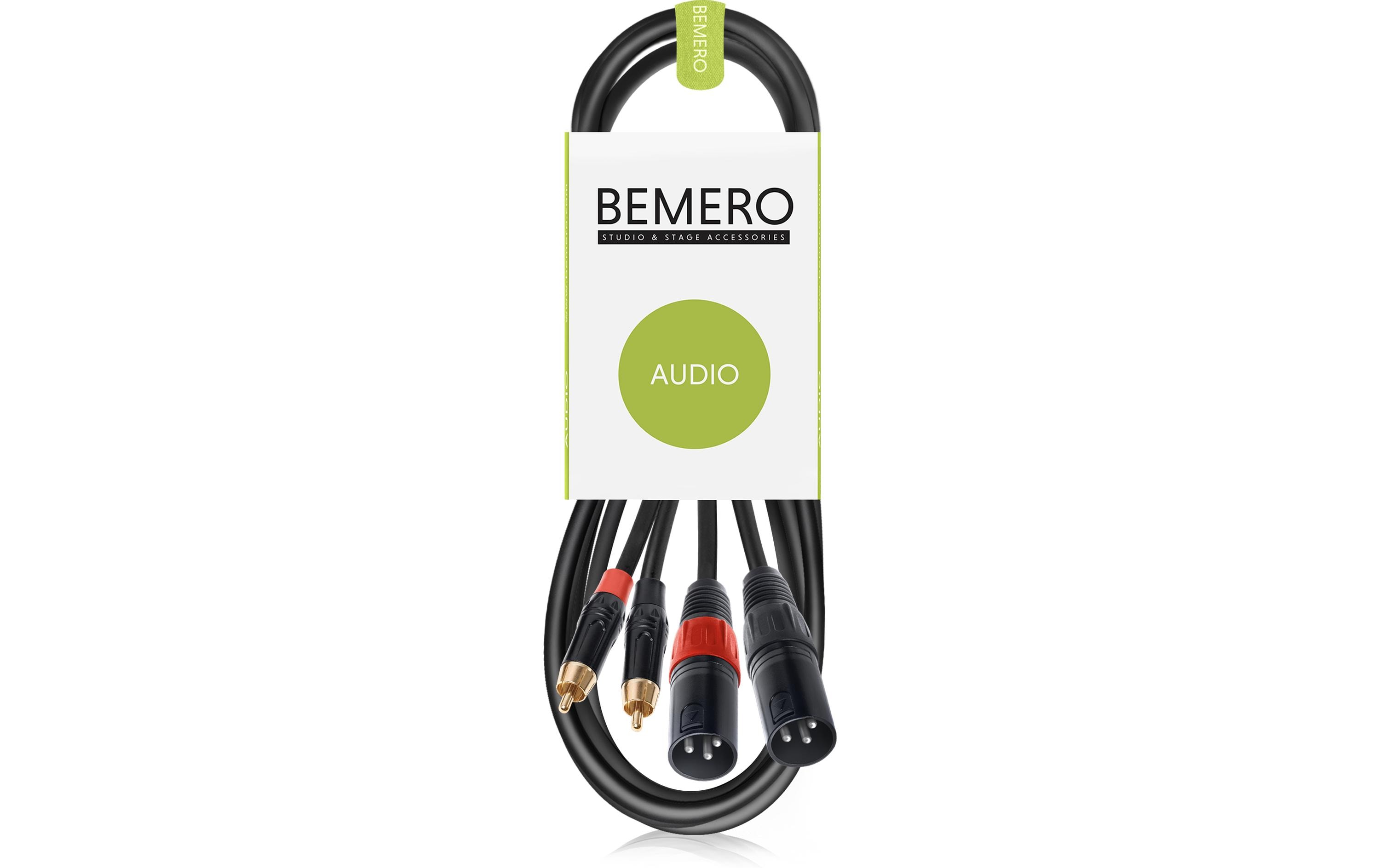 Bemero BAC2545-150BK 2x XLRm - 2x RCAm 1.5m Audio-Verbindungskabel, schwarz, M-Serie