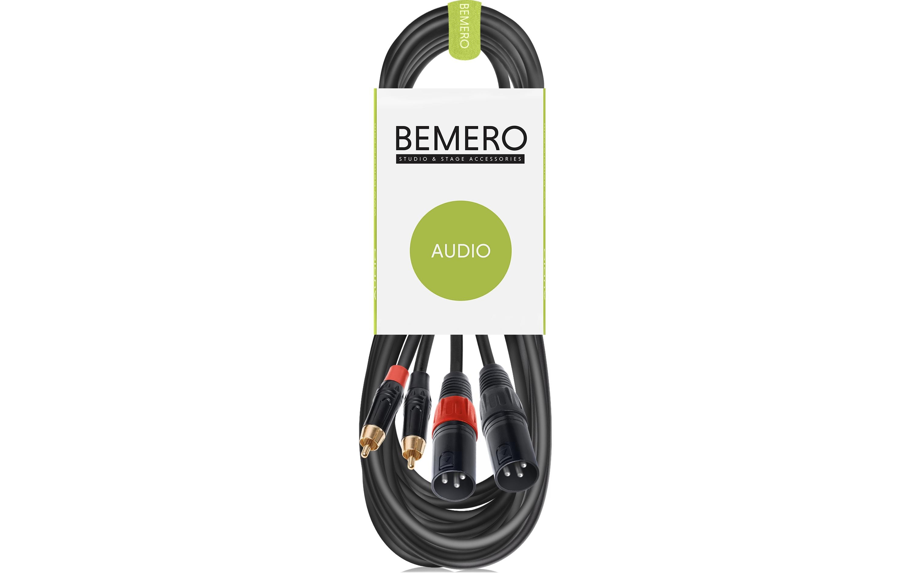 Bemero BAC2545-600BK 2x XLRm - 2x RCAm 6m Audio-Verbindungskabel, schwarz, M-Serie