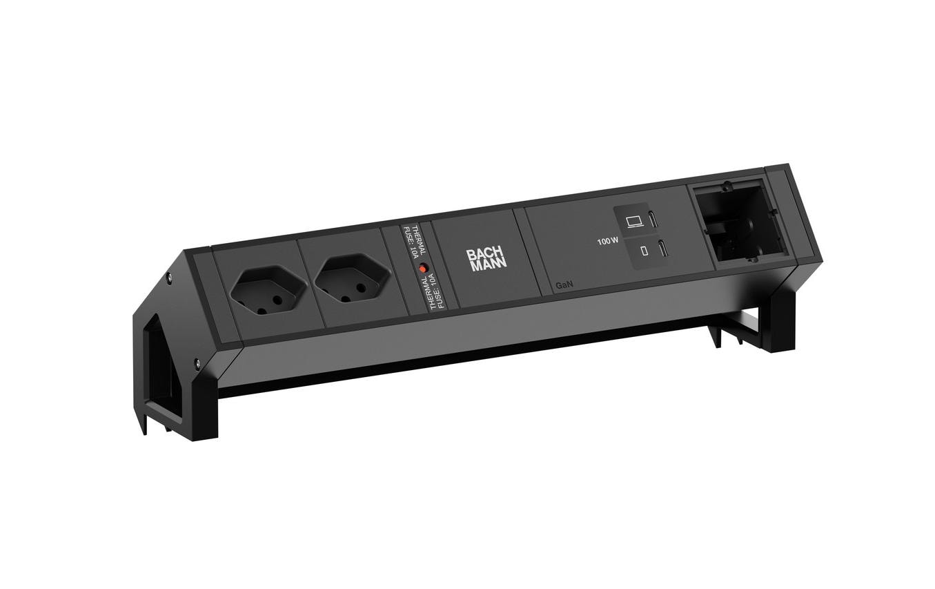DESK2 2xT13 1xUSB C 100W 1xCM 0, 2m RAL9005 0.2 m, 100 W