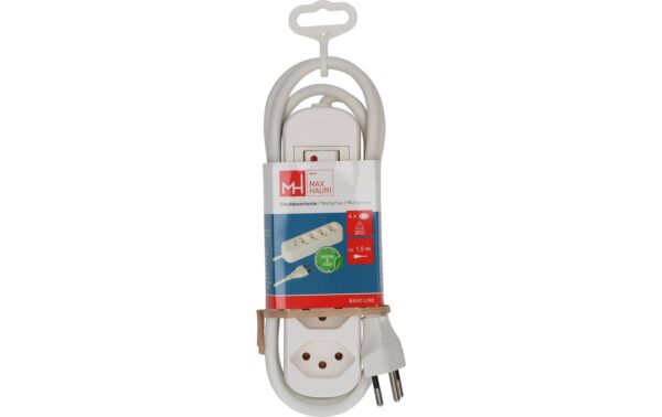 2033033_6 - Mediatech Max Hauri Steckdosenleiste Basic Line 4xT13, weiss, 1.5m, Green+Fair