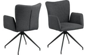 AC Design Esszimmerstuhl Laura 2 Stück Dunkelgrau/Schwarz
