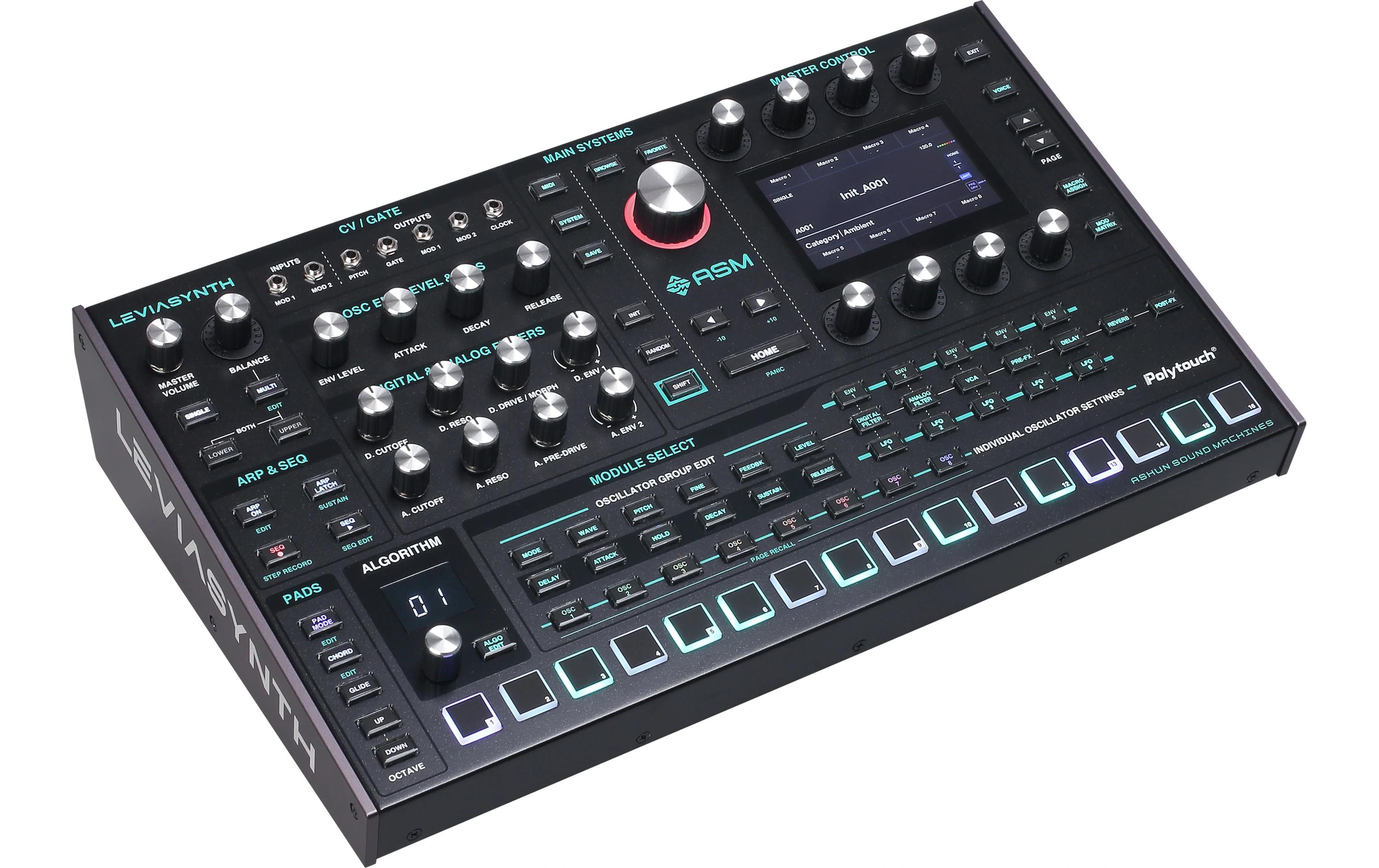 ASM Synthesizer Leviasynth Desktop 16 Stimmen, 8 Oszillatoren pro Stimme