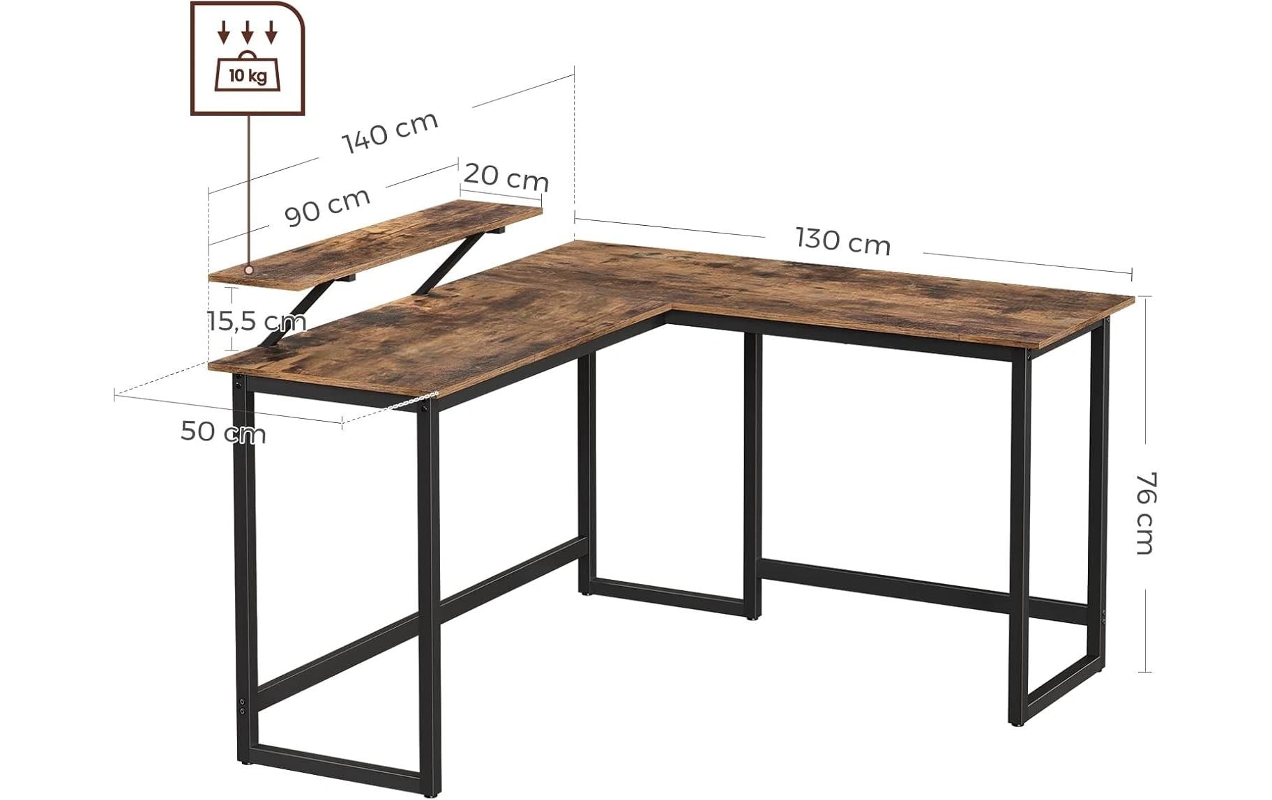 2035063_1 - Mediatech Vasagle Bürotisch braun-schwarz Ecktisch 140x130cm, Aufsatz