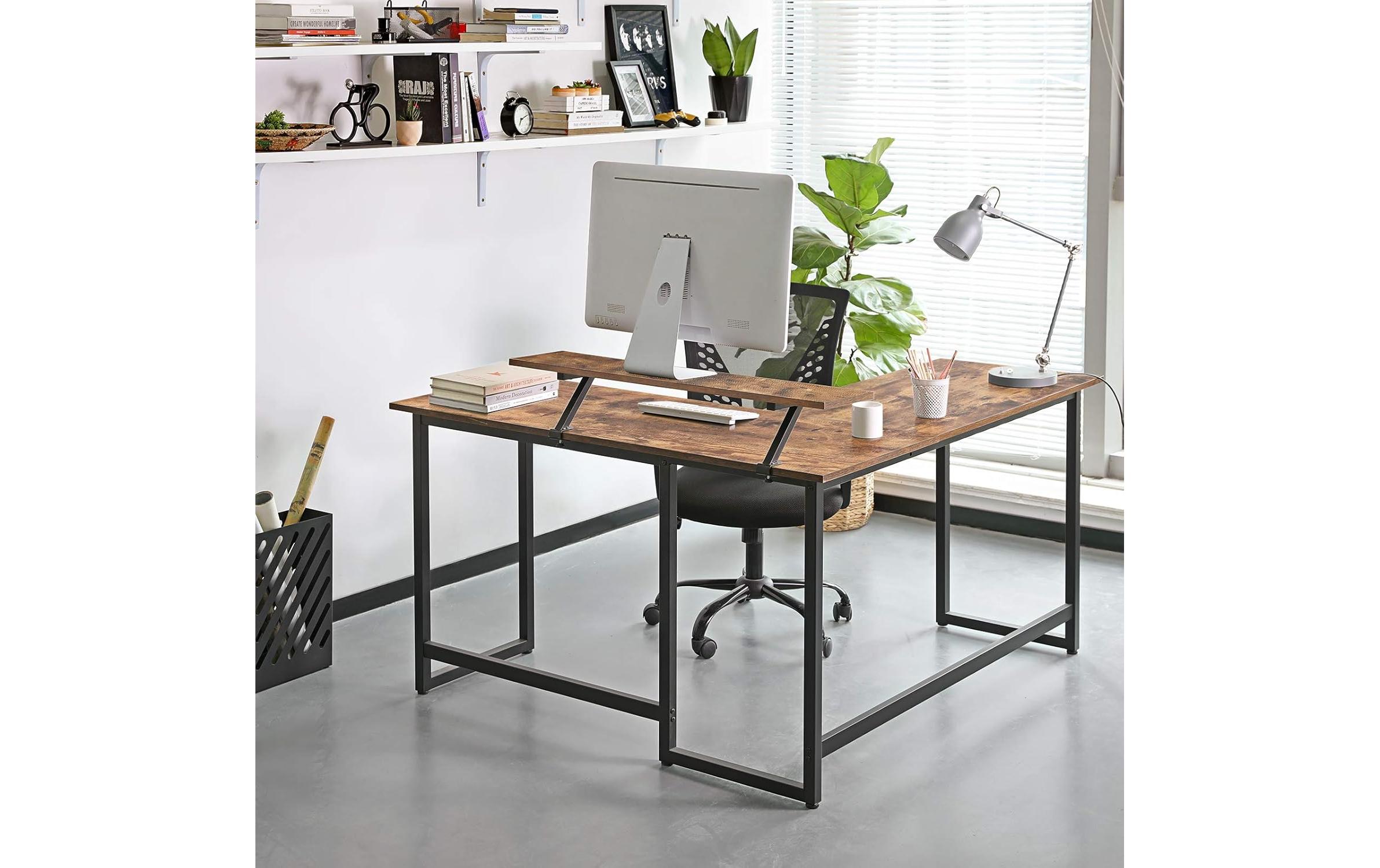 2035063_3 - Mediatech Vasagle Bürotisch braun-schwarz Ecktisch 140x130cm, Aufsatz