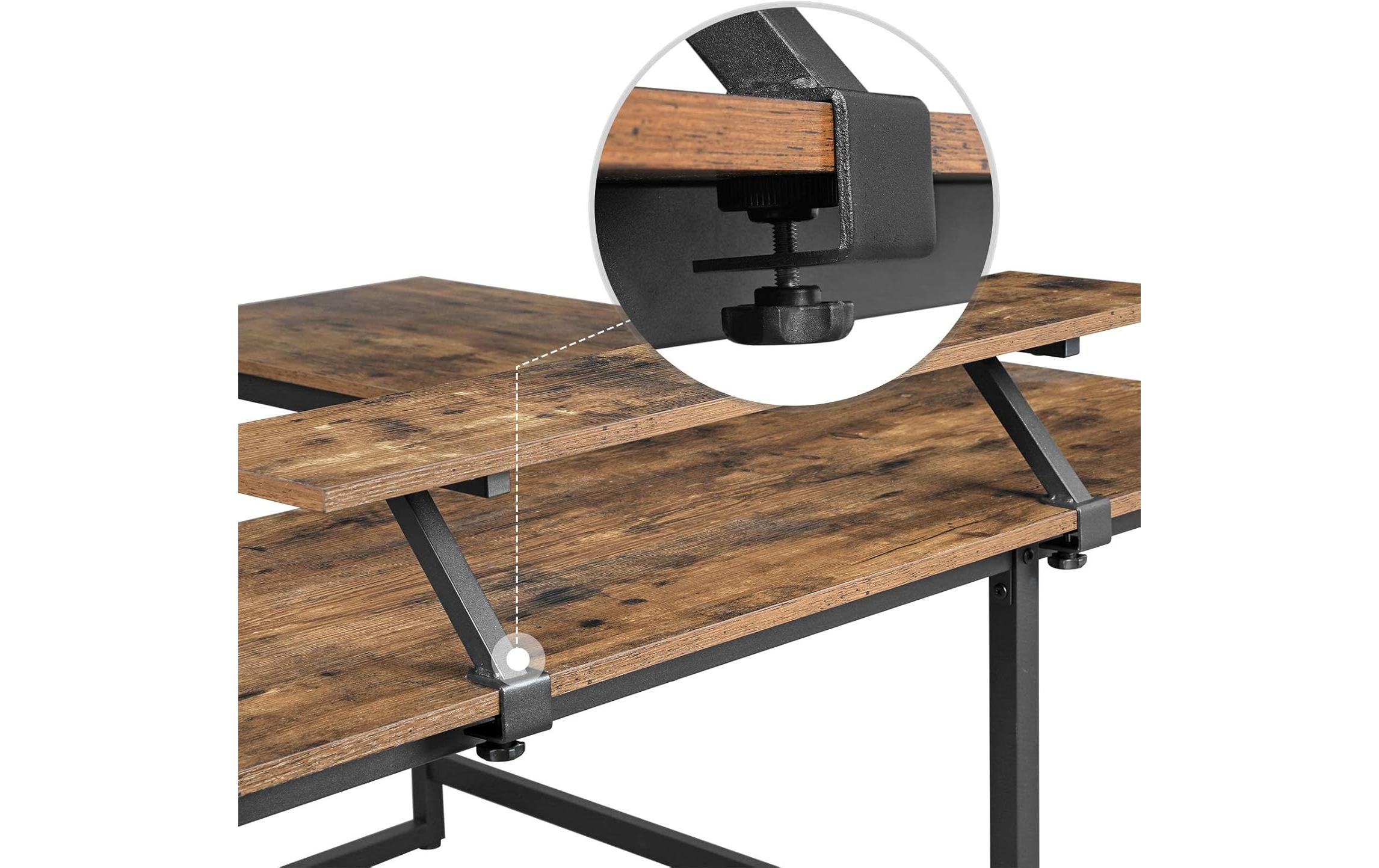 2035063_4 - Mediatech Vasagle Bürotisch braun-schwarz Ecktisch 140x130cm, Aufsatz
