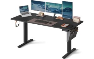 Songmics Bürotisch tintenschwarz mit Platte 160x70cm, mit Organizer, Haken