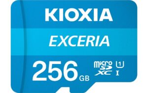 Kioxia microSDXC EXCERIA 256GB INKL ADAPT A1/V30, Lesen: 100MB/s, Schreiben: 50MB/s