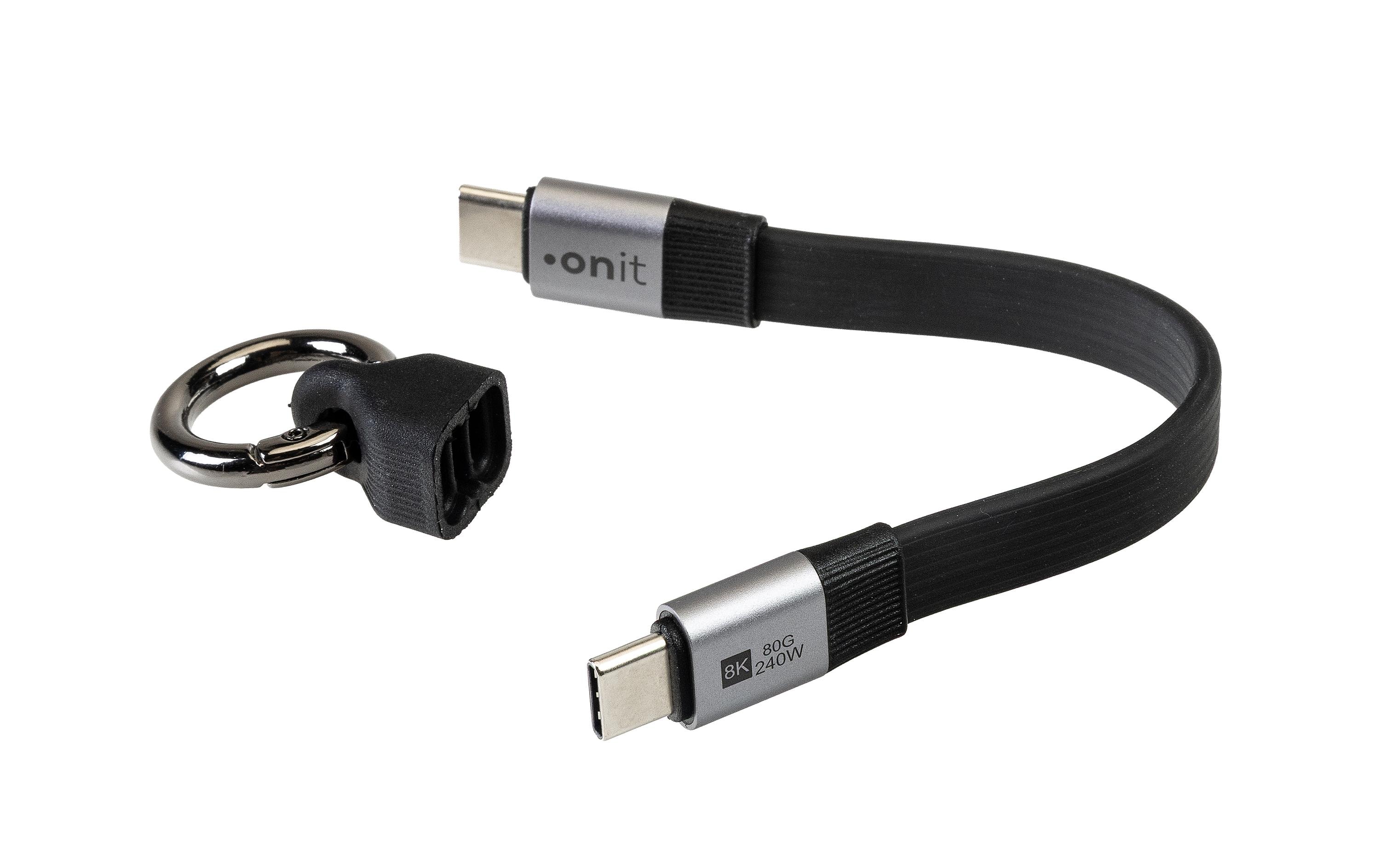 onit Schlüsselanhänger Flat USB-C black Ladekabel USB 4 V2 80G 240W 8K@60Hz 0.13m kaufen Schweiz | Mediatech.ch