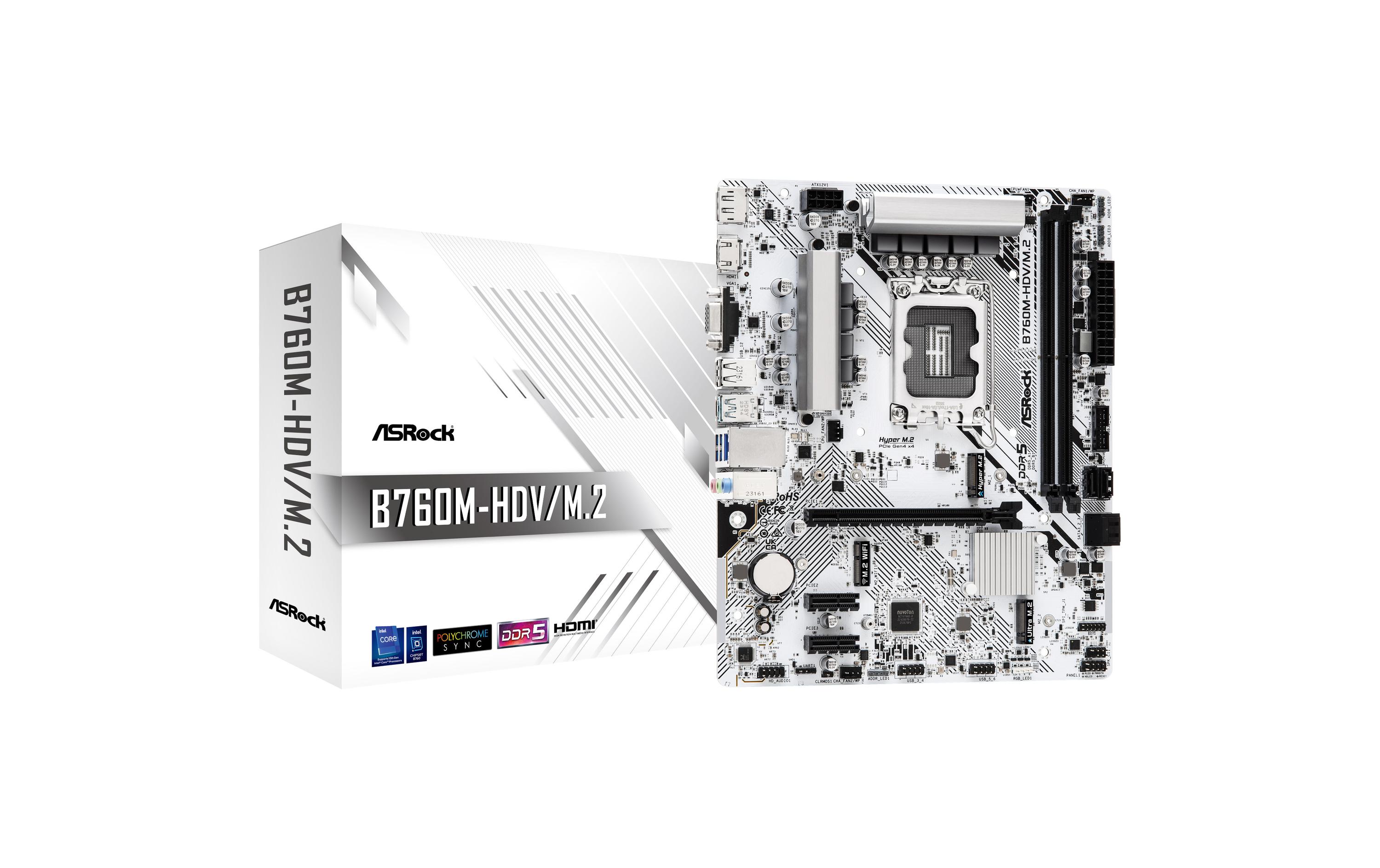ASRock B760M-HDV/M.2, mATX, LGA1851 Intel B760, LGA1851, 2x DDR5, PCIe 4.0 kaufen Schweiz | Mediatech.ch