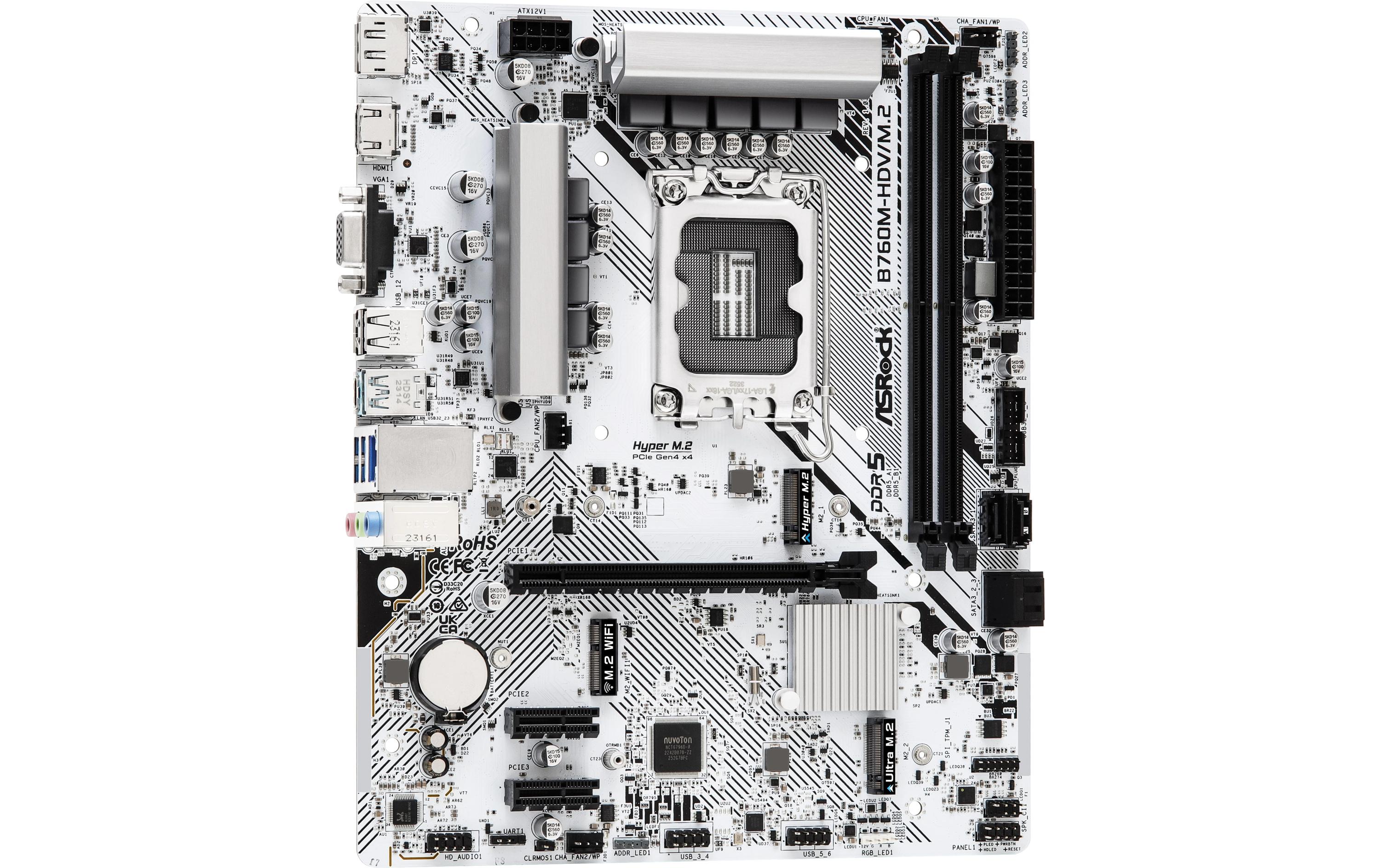 2044752_1 - Mediatech ASRock B760M-HDV/M.2, mATX, LGA1851 Intel B760, LGA1851, 2x DDR5, PCIe 4.0