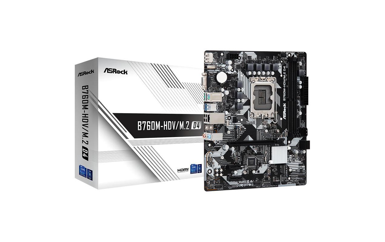 2044754 - Mediatech ASRock B760M-HDV/M.2 D4, mATX, LGA1851 Intel B760, LGA1851, 2x DDR4, PCIe 5.0