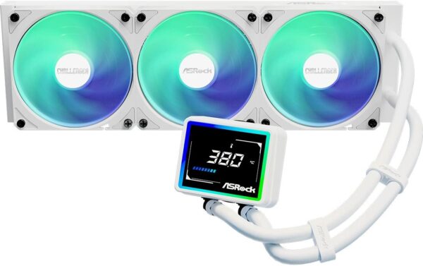 2044896_1 - Mediatech ASRock Challenger White 360 Digital Liquid CPU Cooler, 3.4 Disp., 3x120mm ARGB