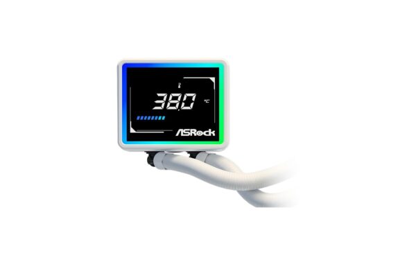 2044896_5 - Mediatech ASRock Challenger White 360 Digital Liquid CPU Cooler, 3.4 Disp., 3x120mm ARGB