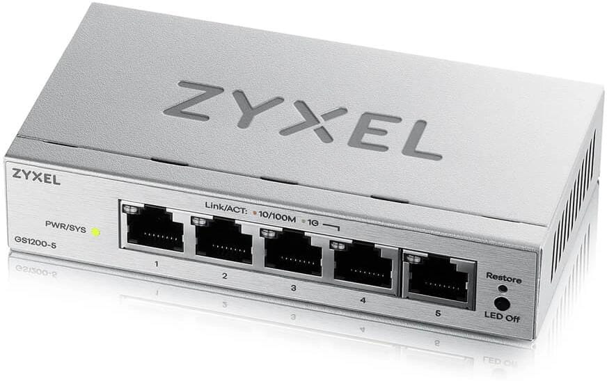 2051427 - Mediatech ZyXEL GS1200-5 IPTV v3 5 Port Switch 5x GbE, lüfterlos,web-managed