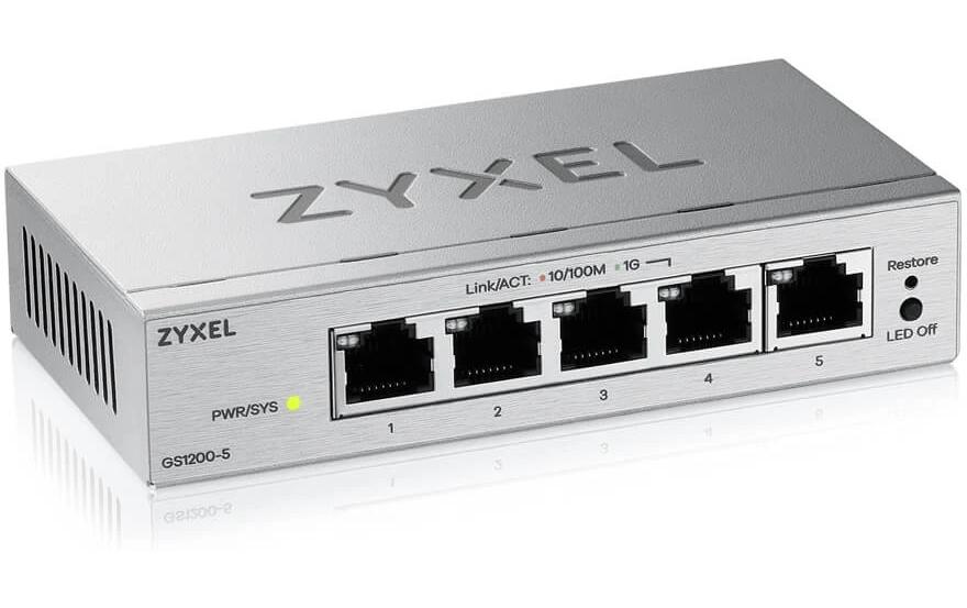 2051427_1 - Mediatech ZyXEL GS1200-5 IPTV v3 5 Port Switch 5x GbE, lüfterlos,web-managed