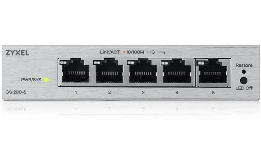 2051427_2 - Mediatech ZyXEL GS1200-5 IPTV v3 5 Port Switch 5x GbE, lüfterlos,web-managed