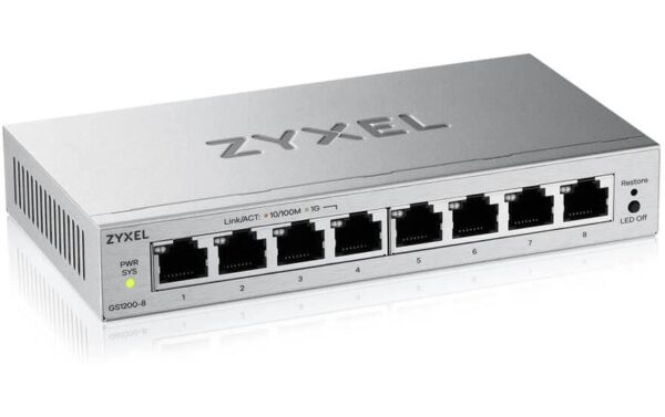 2051428_1 - Mediatech ZyXEL GS1200-8 IPTV v3 8 Port Switch 8x GbE, lüfterlos,web-managed