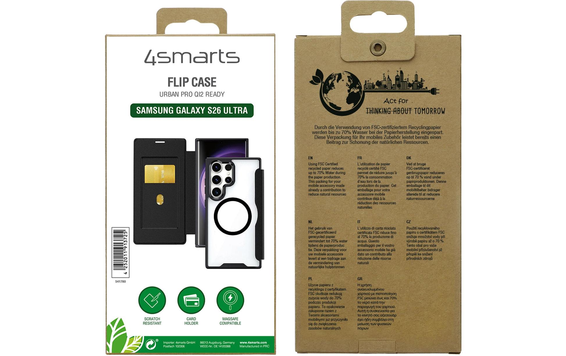 2054342_3 - Mediatech 4smarts Urban Pro Flipcase, Schwarz Galaxy S26 Ultra