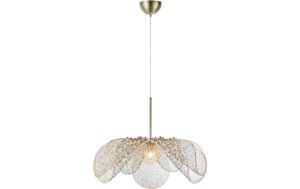 Markslöjd Pendelleuchte STYRKA 75cm,  antiker messing/gemustert/Bernstein