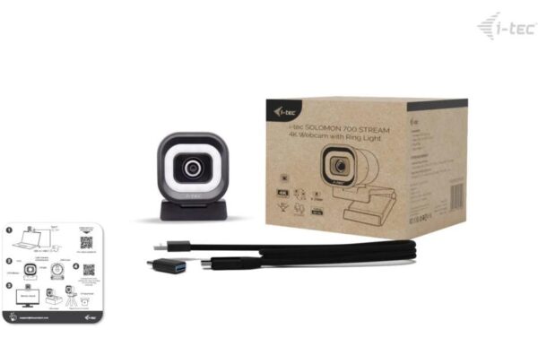 I-TEC SOLOMON 700 Stream, 4K Webcam mit Ring Licht, schwarz