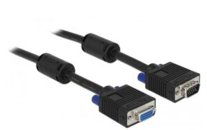 Monitorverlängerungskabel VGA, M/F, 3 Meter Stecker-Buchse, 2xFerritkern, 15Pin