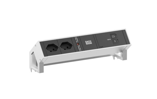 2077676 - Mediatech DESK2 2xT13 1xUSB C/C 100W 0,2m INOX
