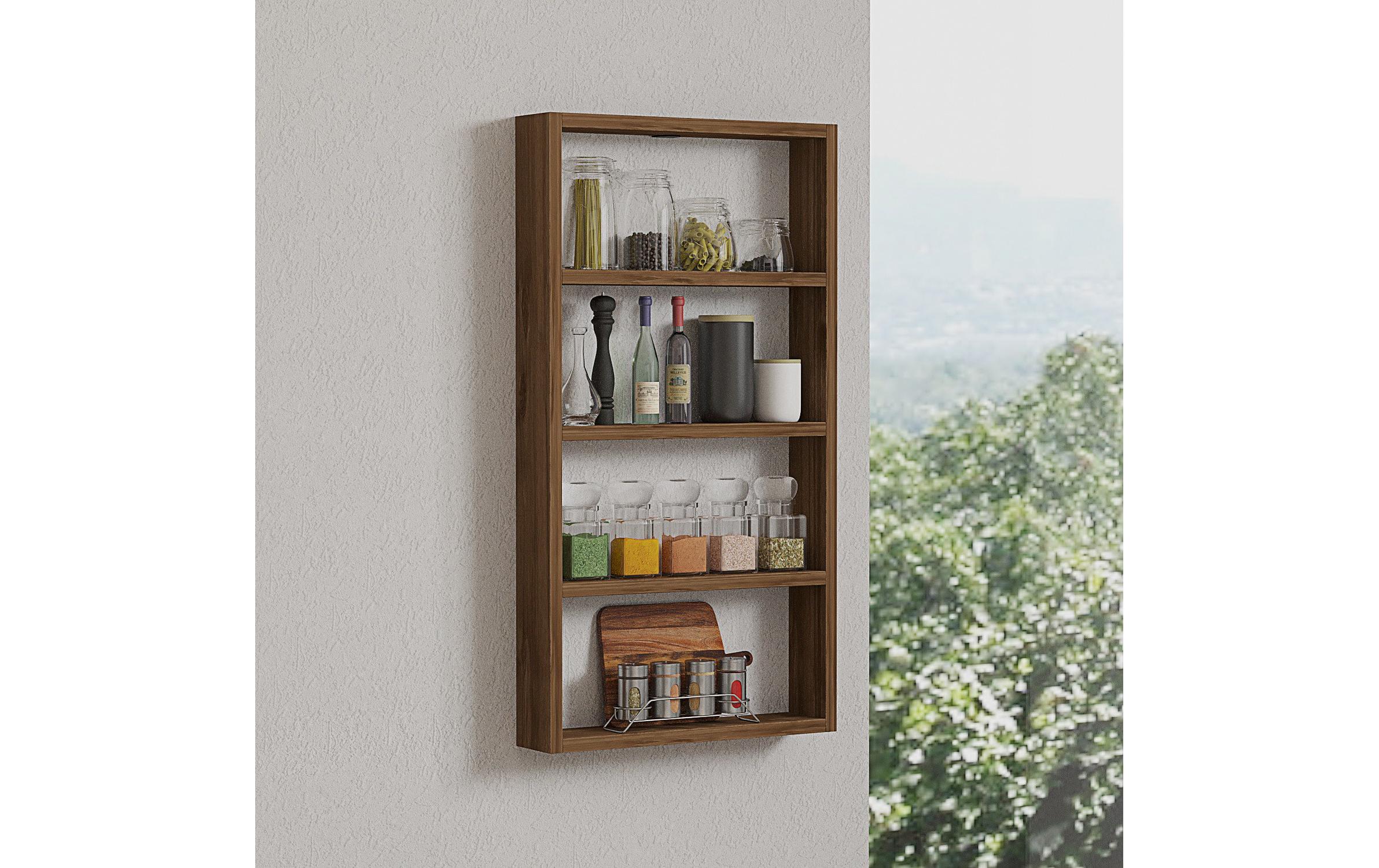 2085851_1 - Mediatech Woody Fashion Wandregal Quator Wallnuss, 43,2x80x9 cm