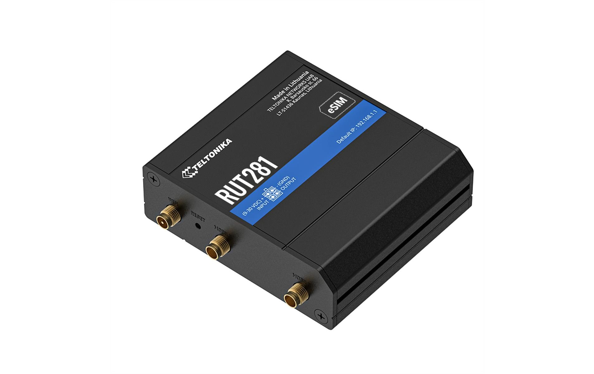Teltonika RUT281 LTE-Industrierouter,Global Cat.4 150Mbps, 2FE, WiFi-4, 2xSIM, 1xeSIM