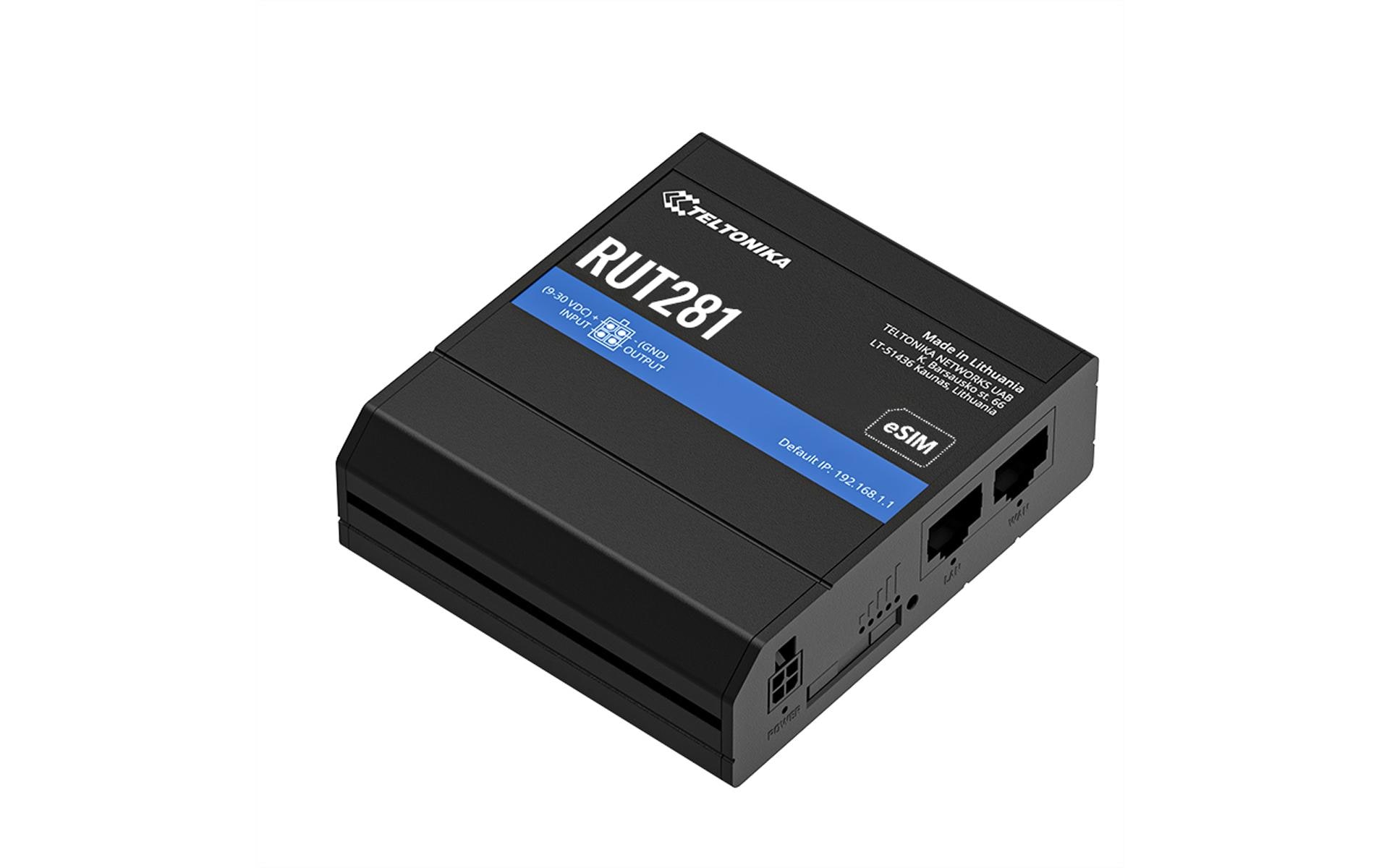 2086629_3 - Mediatech Teltonika RUT281 LTE-Industrierouter,Global Cat.4 150Mbps, 2FE, WiFi-4, 2xSIM, 1xeSIM