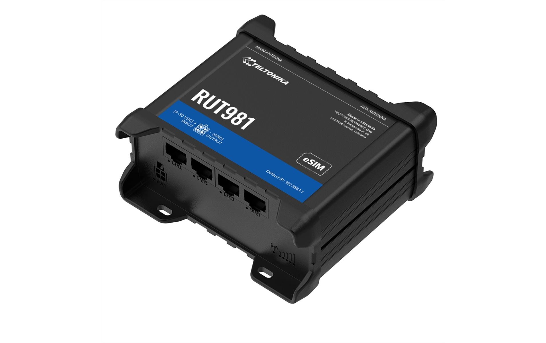 Teltonika RUT981 LTE-Industrierouter,Global Cat.4 150Mbps, 4FE, WiFi-4, 2xSIM, 1xeSIM