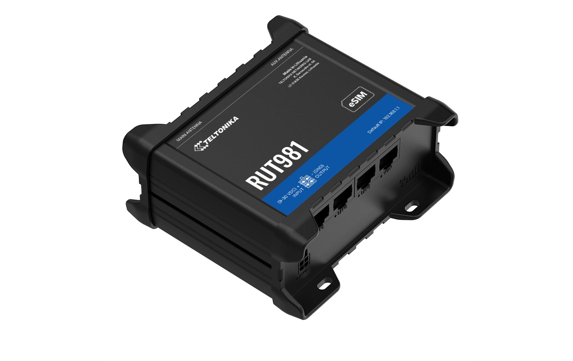 2086630_1 - Mediatech Teltonika RUT981 LTE-Industrierouter,Global Cat.4 150Mbps, 4FE, WiFi-4, 2xSIM, 1xeSIM