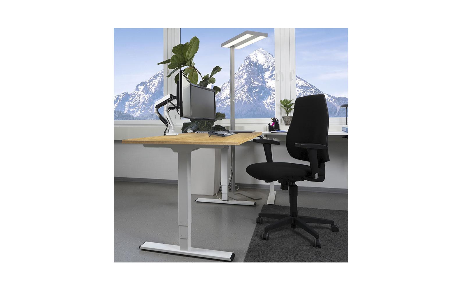 2087752_1 - Mediatech Contini Tisch höhenverstellbar Eiche Tischplatte 1.4x 0.8 m, Gestell weiss
