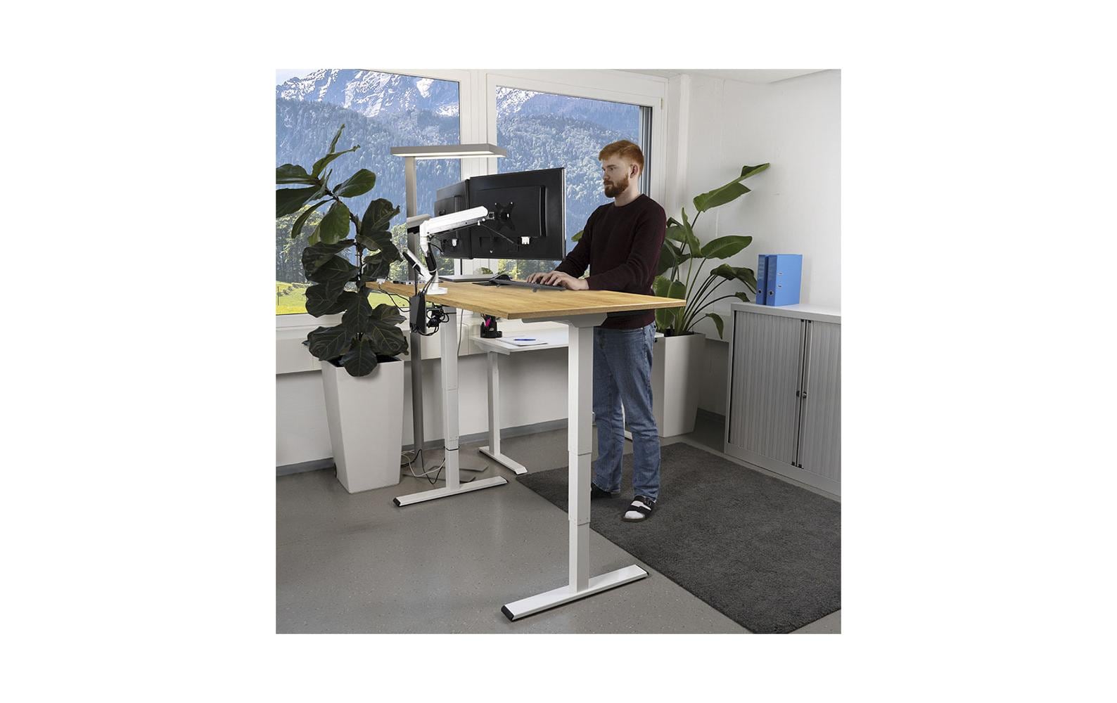2087752_4 - Mediatech Contini Tisch höhenverstellbar Eiche Tischplatte 1.4x 0.8 m, Gestell weiss