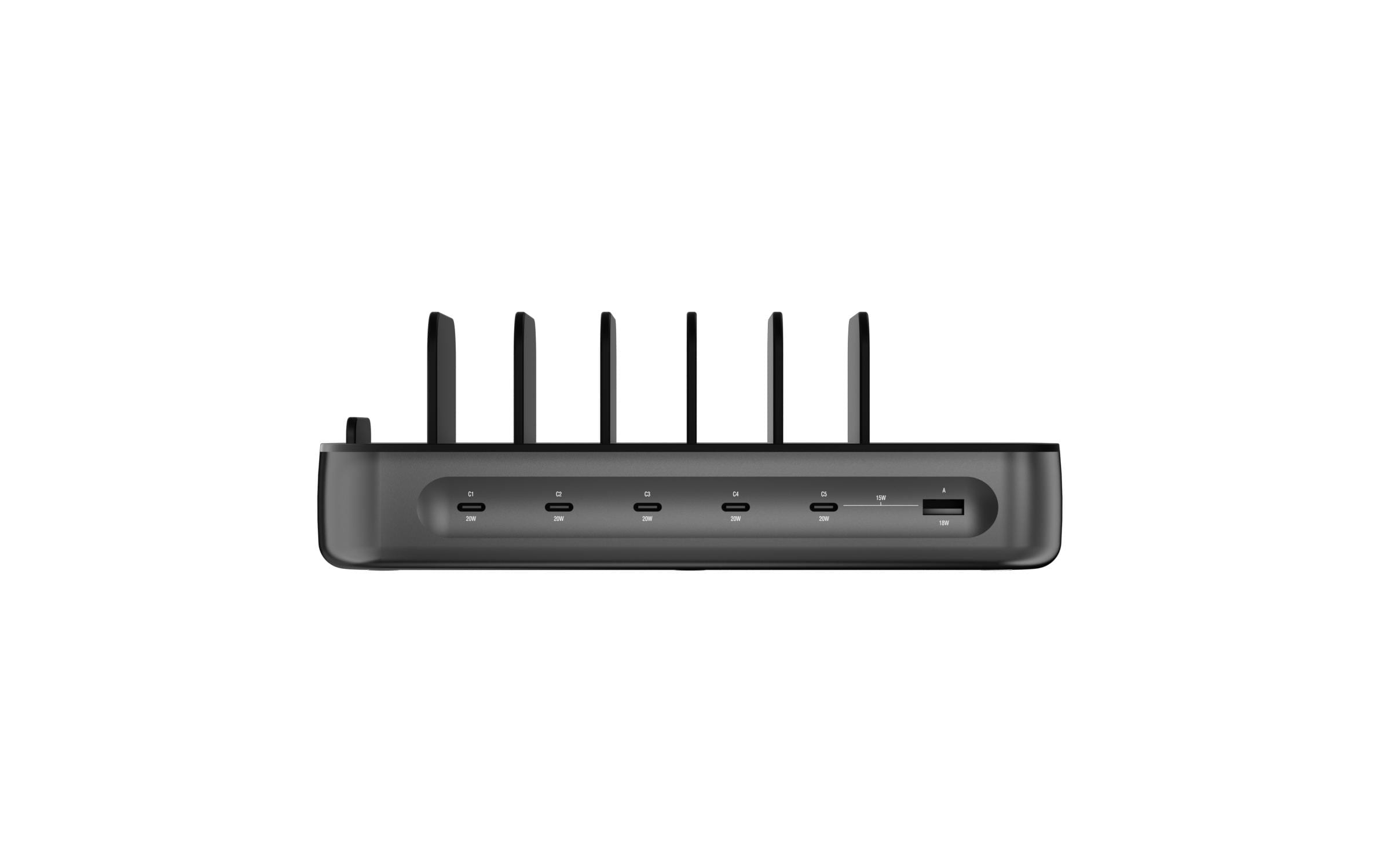 2090770_2 - Mediatech 4smarts Ladestation Team, Schwarz 100W, 5x USB-C, 1x USB-A, 6 Kabel