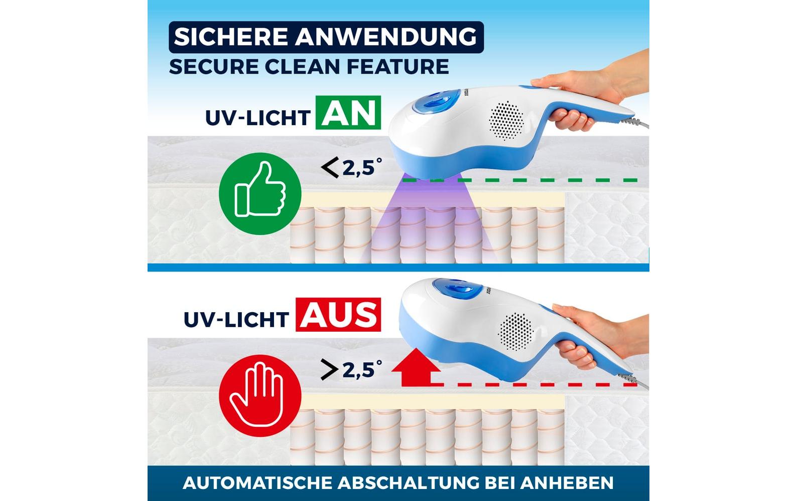 2091181_3 - Mediatech CLEANmaxx Matratzenreiniger mit UV-C-Licht Milben Handstaubsauger, 300W